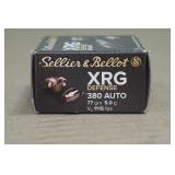 25 Sellier & Bellot XRG Defense .380 Auto 77 Gr HP Ammo