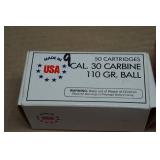 50 American Eagle .30 Carbine 110 Gr MC Ammo - Plus 9 110 Gr Ball Ammo