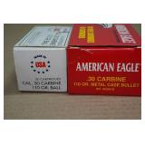 50 American Eagle .30 Carbine 110 Gr MC Ammo - Plus 9 110 Gr Ball Ammo