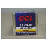 50 CCI Maxi Mag .22 WMR 40 Gr JHP Varmint Ammo