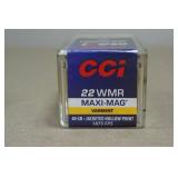 50 CCI Maxi Mag .22 WMR 40 Gr JHP Varmint Ammo