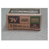 30 Winchester 5.56mm 62 Gr FMJ Green Tip Ammo with Stripper Clips and Tool