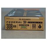 20 Federal Premium .308 Win 168 Gr Gold Medal Sierra Matchking Ammo