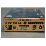 20 Federal Premium .308 Win 168 Gr Gold Medal Sierra Matchking Ammo