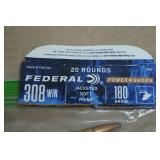 20 Federal Power Shok .308 Win 180 Gr JSP Ammo