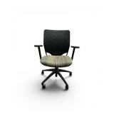 IZZY Task Chair with a black mesh back and a patterned fabric seat
