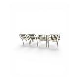 4 Piece Dining Chairs features a durable, hot-galvanized steel frame with a distinct linear slat design