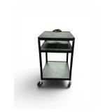 Black Luxor LP34LE-B Mobile Audio-Visual Cart featuring three shelves & Power Cord