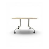 Small Training Table featuring a light wood laminate top and silver legs