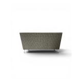 Lounge featuring a grey linen fabric with a subtle pattern and minimalist metal legs Ethernet and power