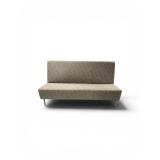 Lounge featuring a grey linen fabric with a subtle pattern and minimalist metal legs Ethernet and power