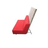 Set of 2 red Steelcase privacy benches. 48"x30"x47", 28" high without privacy back.