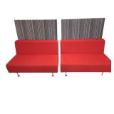 Set of 2 Steelcase privacy benches, 48" × 27" × 51".
