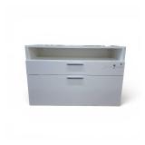 White 2-drawer Lateral File Cabinet with Open, Recessed Compartment