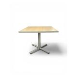 Square Folding Tabe With Wood-Grain Laminate Top  Dimensions: 36" x 36" x 29’