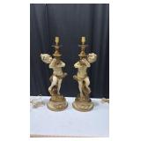 Vintage Cherub Lamp Set