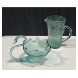 Beautiful Glass Swan and Glass Pitcher