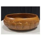 Large Vintage Wood Fruit Bowl and Ornate Hand Carved Wooden Nut Cracker