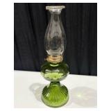 Vintage Green Glass Oil Lamp
