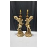Vintage Cherub Lamp Set
