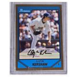 Clayton Kershaw Gold Rookie 2007 Bowman Auto #BDPP77 - Los Angeles Dodgers Baseball Card