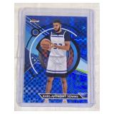 Karl-Anthony Towns 2024 Topps Finest Blue Refractor #28 and Numbered 65/99 - Minnesota Timberwolves Basketball Card