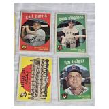 Lot of 9 Vintage 1959 Baseball Cards including Paul Foytack, Dick Stigman, and Daryl Spencer