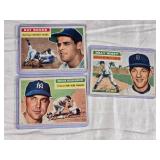 Lot of 3 Vintage 1956 Topps Baseball Cards Featuring Ray Boone, Eddie Robinson, and Billy Hoeft - Detroit Tigers and New York Yankees.