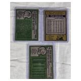 Lot of 3 Minnesota Vikings Vintage Football Cards Featuring Fran Tarkenton, Paul Krause, and Ron Yary, 1970s Topps