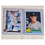 Lot of 2 Aaron Judge Baseball Cards including Topps Holiday and Topps Heritage.