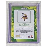 J.J. McCarthy Rookie Relic 2024 Panini Donruss Optic First Year Fresh Prizm FYF-JMY - Minnesota Vikings Football Card