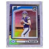 J.J. McCarthy Rookie 2024 Panini Donruss Optic Silver Holo Prizm #303 - Minnesota Vikings Football Card