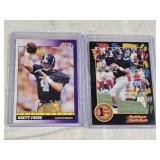 Lot of 2 Brett Favre Football Rookie Cards from 1991 including Score #611 and Wild Card #119 - Southern Mississippi.
