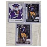 Lot of 3 Justin Jefferson Rookie Cards Including 2 2020 Prizm Draft Picks Rookie Cards from LSU and 1 Rookies & Stars Rookie Card from Minnesota Vikings.