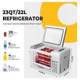 $199 BougeRV 12 Volt Refrigerator With 23 Quart Cover, 12V Car Fridge 23 Quart Portable Freezer Compressor Cooler Compressor Freezer, 12/24V DC 110~240V AC, -8 ~50  for Truck RV SUV