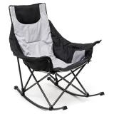 SUNNYFEEL Oversized Rocking Camping Chair, Fully Padded Patio Chair with Side Pocket, High Back Portable Lawn Recliner with Headrest, Outdoor Camp Rocker Chairs for Adults Heavy Duty 500 LBS Carry Bag