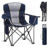 ALPHA CAMP Oversized Folding Camping Chair, Heavy Duty Portable Lawn Chairs with Cooler Bag, Side Pocket & Cup Holder, Folding Chairs for Outside Support 450 LBS