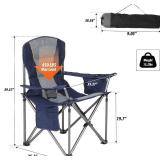 ALPHA CAMP Oversized Folding Camping Chair, Heavy Duty Portable Lawn Chairs with Cooler Bag, Side Pocket & Cup Holder, Folding Chairs for Outside Support 450 LBS