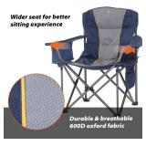 ALPHA CAMP Oversized Folding Camping Chair, Heavy Duty Portable Lawn Chairs with Cooler Bag, Side Pocket & Cup Holder, Folding Chairs for Outside Support 450 LBS