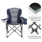 ALPHA CAMP Oversized Folding Camping Chair, Heavy Duty Portable Lawn Chairs with Cooler Bag, Side Pocket & Cup Holder, Folding Chairs for Outside Support 450 LBS