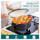 vancasso Enameled Cast Iron Oval Dutch Oven, 9.3 Quart with Non-Stick Enamel Coating for Bread Baking, Black Double Handle Pot with Lid