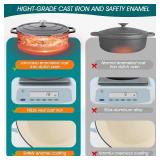 vancasso Enameled Cast Iron Oval Dutch Oven, 9.3 Quart with Non-Stick Enamel Coating for Bread Baking, Black Double Handle Pot with Lid