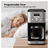 Gevi 14-Cup Programmable Coffee Maker, Drip Coffee Machine with Normal & Strong Brew for Home and Office, Glass Carafe, 2-Hour Keep Warm, Pause & Serve, Auto Shut Off, Silver