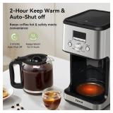Gevi 14-Cup Programmable Coffee Maker, Drip Coffee Machine with Normal & Strong Brew for Home and Office, Glass Carafe, 2-Hour Keep Warm, Pause & Serve, Auto Shut Off, Silver