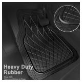 CAR PASS Heavy Duty Rubber Car Floor Mats, Waterproof Universal Trim-to-Fit Car Mats All Weather Floor Mats for SUV Truck Sedan, Premium Auto Floor Mats Full Set 3 Piece Anti-Slip, Solid Pure Black