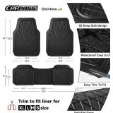 CAR PASS Heavy Duty Rubber Car Floor Mats, Waterproof Universal Trim-to-Fit Car Mats All Weather Floor Mats for SUV Truck Sedan, Premium Auto Floor Mats Full Set 3 Piece Anti-Slip, Solid Pure Black