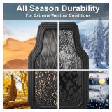 CAR PASS Heavy Duty Rubber Car Floor Mats, Waterproof Universal Trim-to-Fit Car Mats All Weather Floor Mats for SUV Truck Sedan, Premium Auto Floor Mats Full Set 3 Piece Anti-Slip, Solid Pure Black