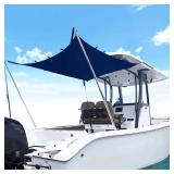 $130 Boat T-Top Sun Shade Kit Boat Canopy, Boat Cover with Stainless Steel Telescopic Rod Foldable, High-Tech Polyester Fiber, Anti-Ultraviolet Dark Blue(70" 59" 47")
