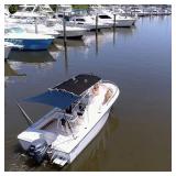 $130 Boat T-Top Sun Shade Kit Boat Canopy, Boat Cover with Stainless Steel Telescopic Rod Foldable, High-Tech Polyester Fiber, Anti-Ultraviolet Dark Blue(70" 59" 47")