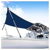 $130 Boat T-Top Sun Shade Kit Boat Canopy, Boat Cover with Stainless Steel Telescopic Rod Foldable, High-Tech Polyester Fiber, Anti-Ultraviolet Dark Blue(70" 59" 47")